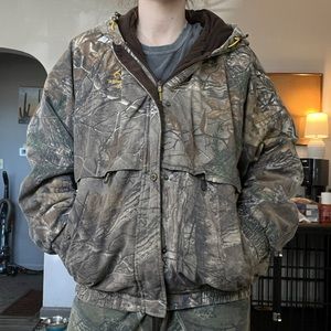Real Tree Mens Hooded Camo Y2K Hunting Jacket Coat